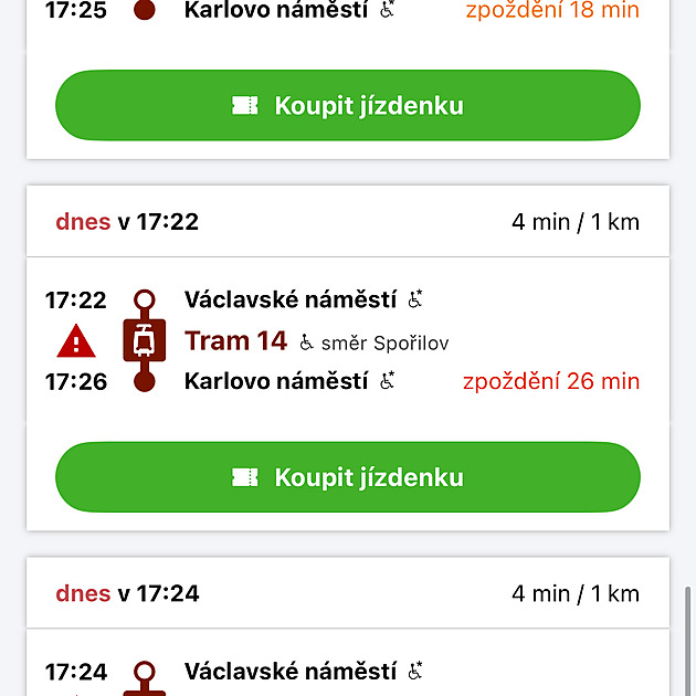 Kolaps MHD v centru Prahy. Spoje mají až půlhodinové zpoždění